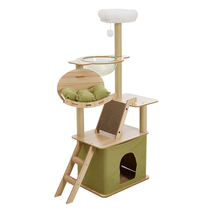 Luxurious 6-Tier Cat Tower with Scratching Board, Rotatable Hammock & Acrylic Capsule – Space-saving Multifunctional Playground