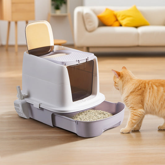 Enclosed Cat Litter Box with Top Deodorizer – Spacious, Odour Control, and Easy to Clean