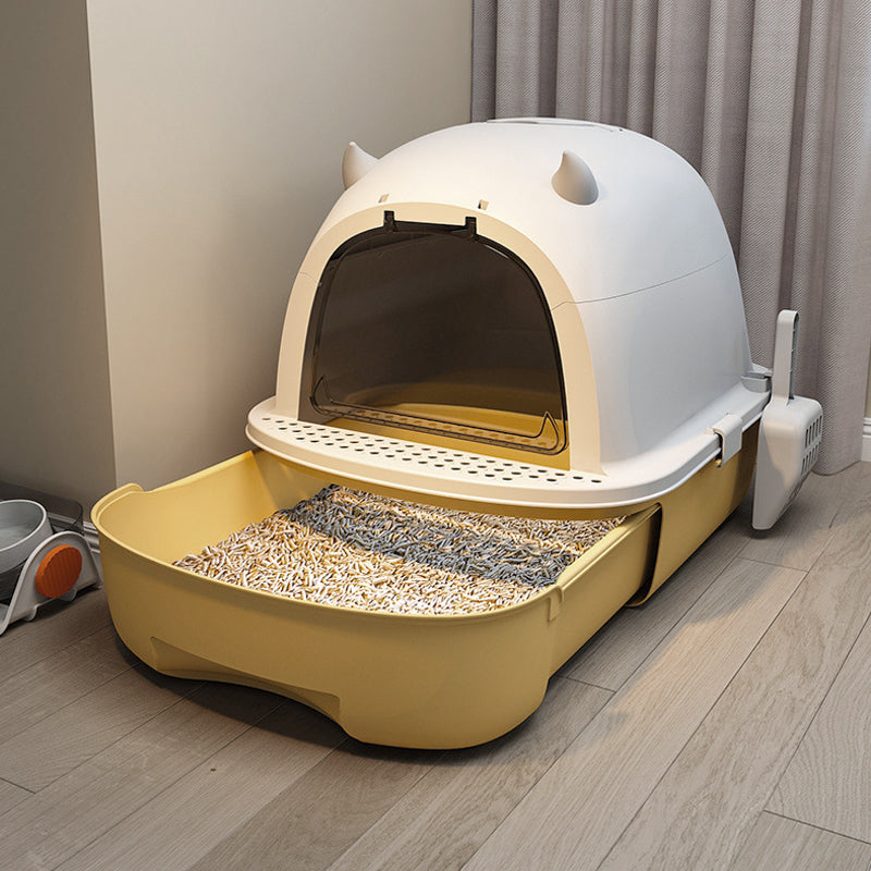 Fully Enclosed Cat Litter Box with Pull-Out Drawer and Deodorizer – Space-Saving, Odour-Reducing Design
