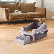 Large Stainless Steel Cat Litter Box with Removable Filter and Anti-Slip Base