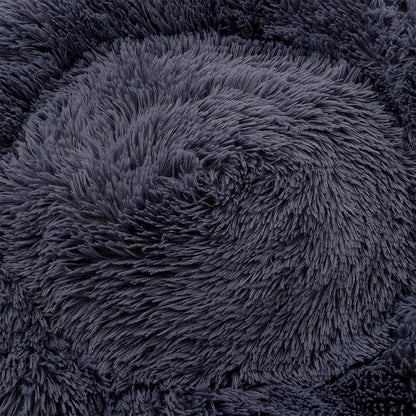 Calming Donut Plush Pet Bed – Ultra-Soft Round Nest with Raised Rim and Anti-Slip Base