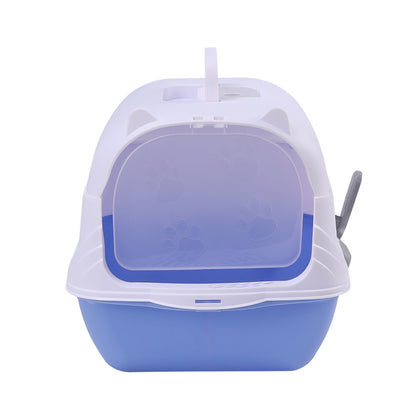 Detachable Cat Litter Box with Deodorising Compartment – Grey & White, Easy-to-Clean Design