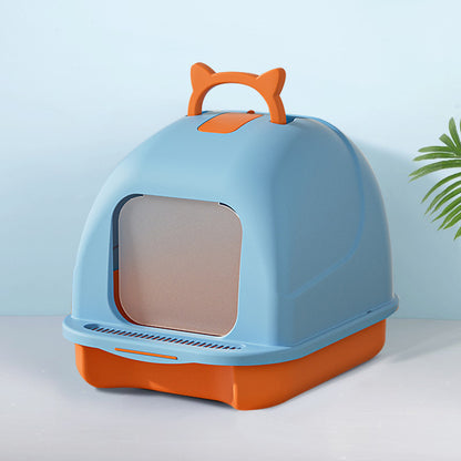 Durable Flip-Top Cat Litter Box with Odour Control & Scoop