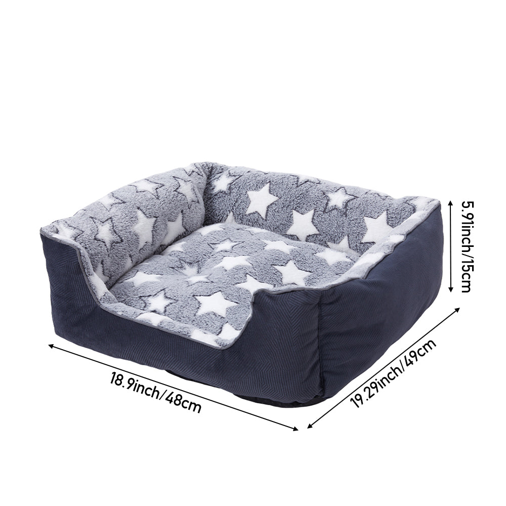 Soft Plush Non-Slip Washable Pet Sleeping Bed with Raised Sides