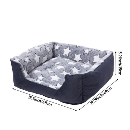 Soft Plush Non-Slip Washable Pet Sleeping Bed with Raised Sides