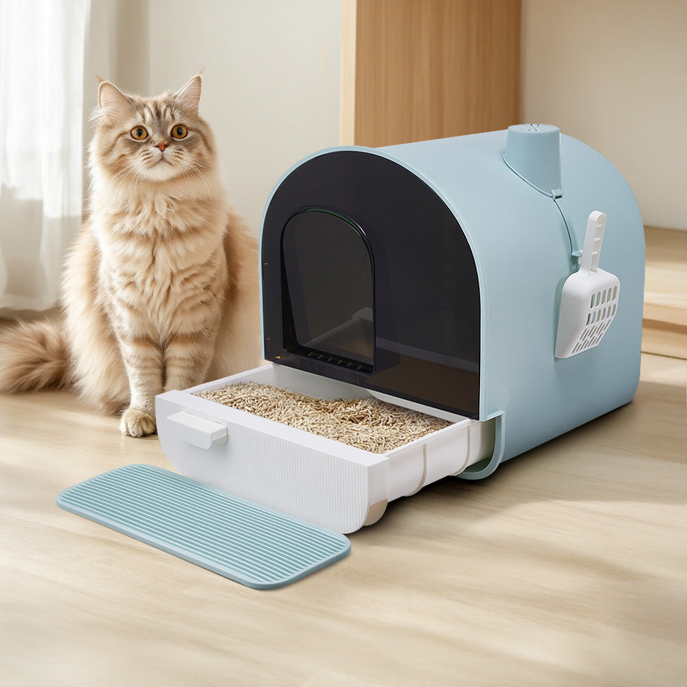 Large Enclosed Cat Litter Box with Deodorizer – Leak-Proof, Anti-Tracking, and Splash-Proof Design for Cats