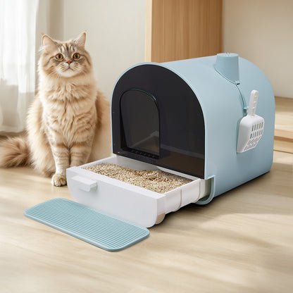Large Enclosed Cat Litter Box with Deodorizer – Leak-Proof, Anti-Tracking, and Splash-Proof Design for Cats