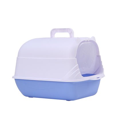 Detachable Cat Litter Box with Deodorising Compartment – Grey & White, Easy-to-Clean Design