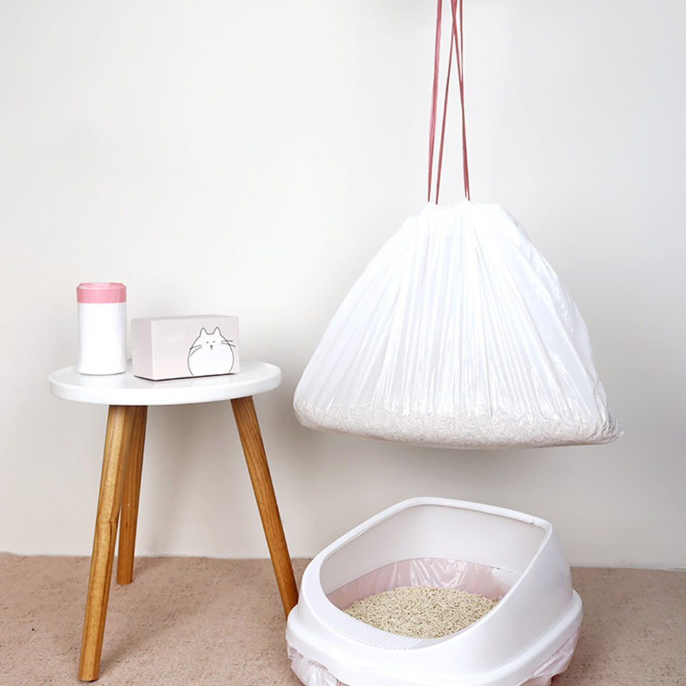 Drawstring Cat Litter Box Liners – Leak-Proof, Disposable & Easy to Use, 12 Count Roll