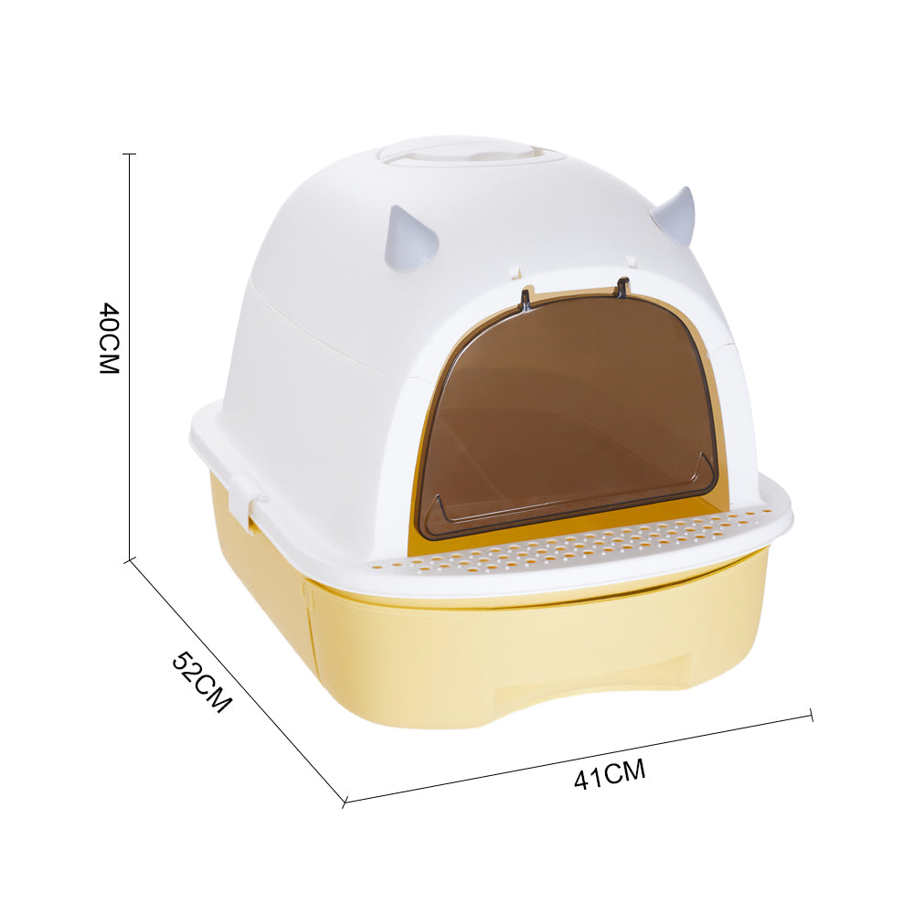 Fully Enclosed Cat Litter Box with Pull-Out Drawer and Deodorizer – Space-Saving, Odour-Reducing Design