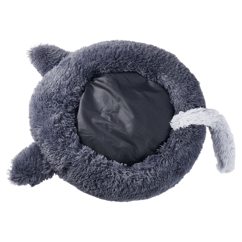 Round Plush Pet Bed with Cute Ears – Calming & Cozy Donut Design for Cats and Dogs