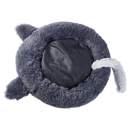 Round Plush Pet Bed with Cute Ears – Calming & Cozy Donut Design for Cats and Dogs