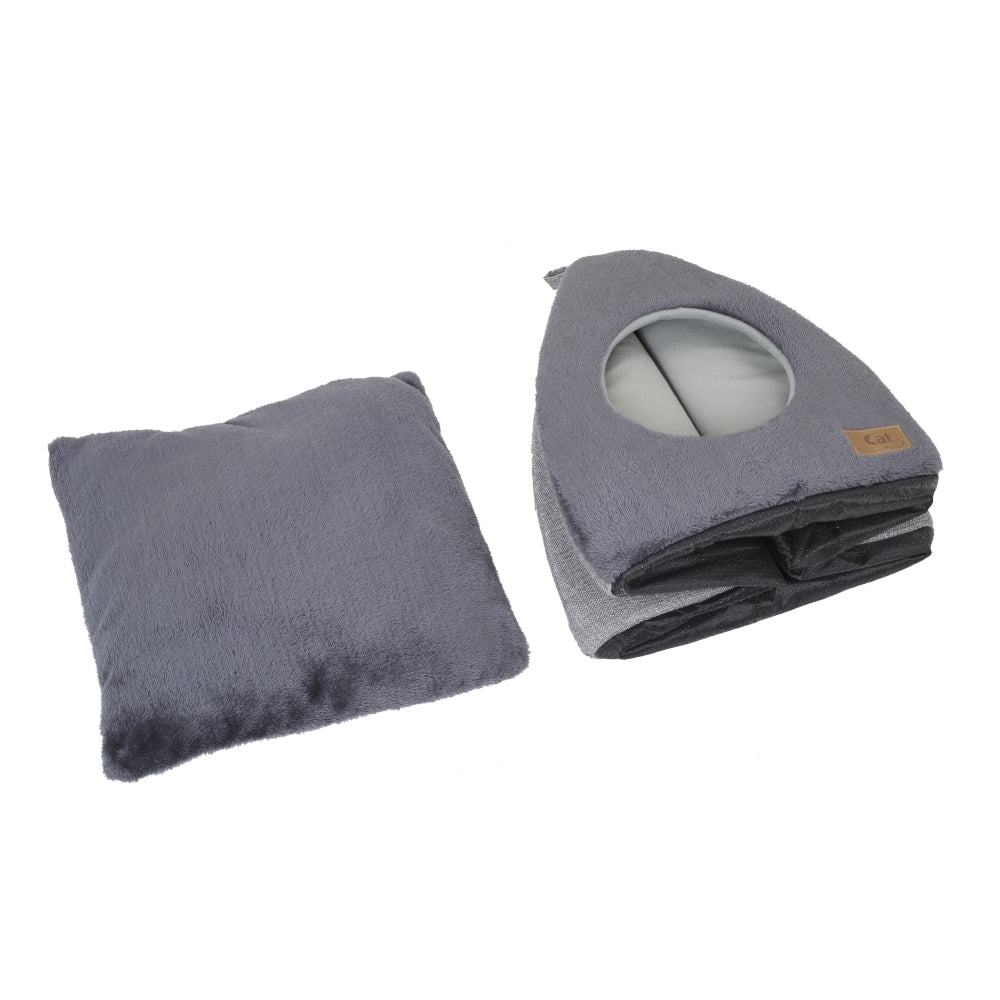 Plush Triangular Pet House – Cozy Enclosed Bed for Cats and Small Dogs