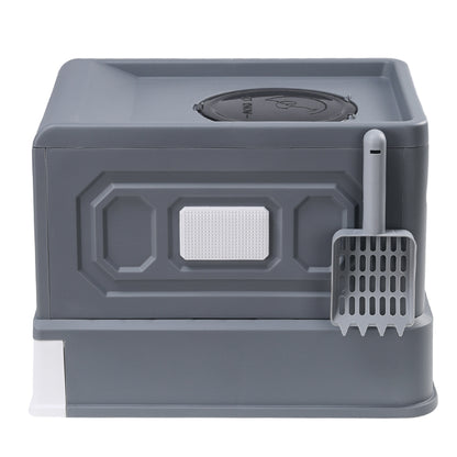 Large Enclosed Cat Litter Box with Drawer, Scoop & Grooming Board – Anti-Splashing, Odour Control, Front Entry & Top Exit