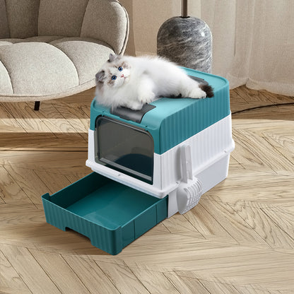 Enclosed Cat Litter Box with UV Sterilization – Hygienic & Odour-Controlled Design