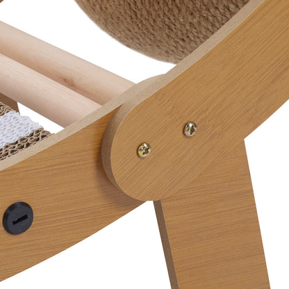 Curved Cat Scratching Board with Sisal Ball – Durable Lounge & Scratch Surface with Wooden Frame