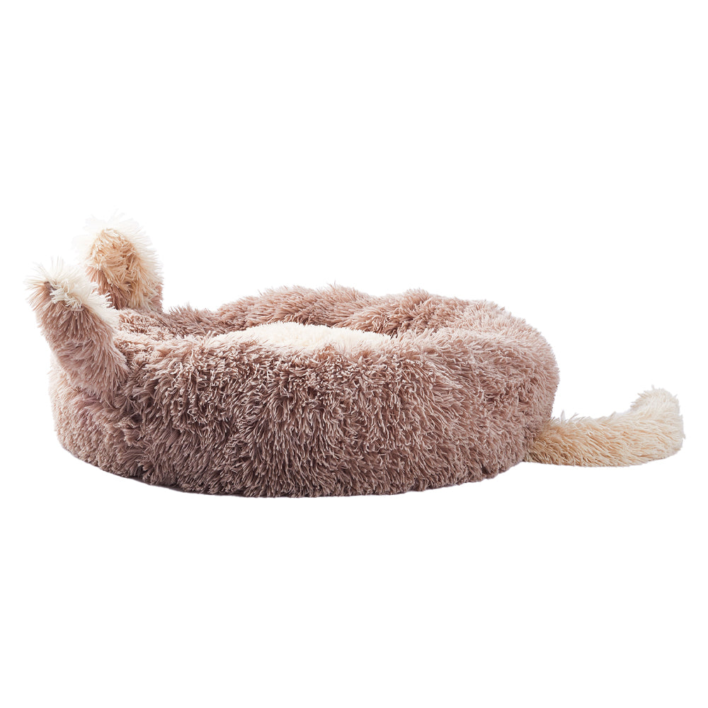 Round Plush Calming Pet Bed with Adorable Ears – Soft, Cozy, and Supportive
