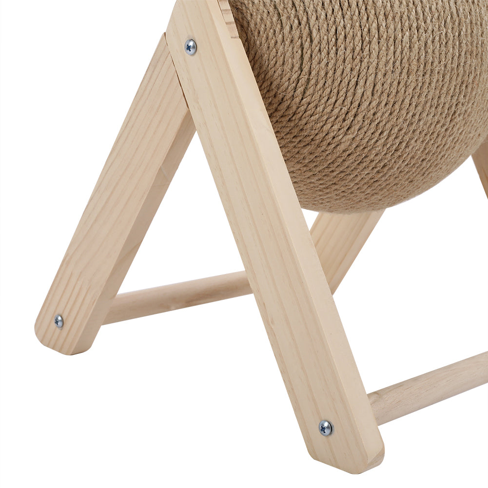 Wooden Cat Scratching Ball – Natural Sisal 360° Spinner Toy for Kittens & Cats