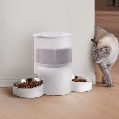 3L Dual Bowl Smart Pet Feeder – App Control, Voice Recording & Anti-Jam Design