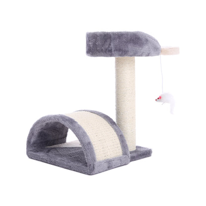 Multi-Level Cat Scratching Post – Sisal Arch with Plush Perch and Dangling Toys