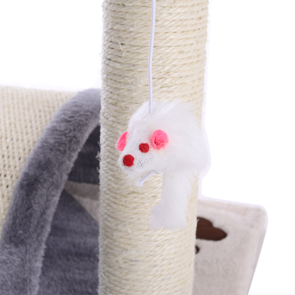 Multi-Level Cat Scratching Post – Sisal Arch with Plush Perch and Dangling Toys