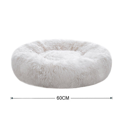 Plush Donut-Shaped Calming Dog Cuddler Bed with Raised Rim
