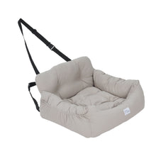 Light Grey Travel Pet Bed with Storage Pockets – Cozy Car Seat Protector with Safety Straps