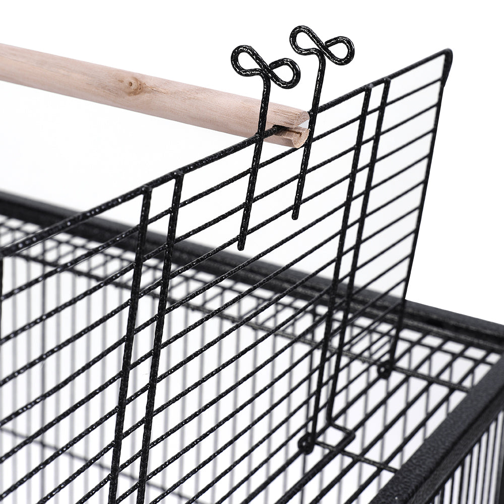 Open-Top Metal Bird Cage with Casters and Dual Feeding Doors