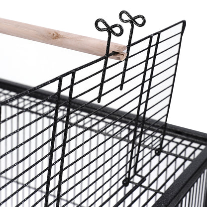 Open-Top Metal Bird Cage with Casters and Dual Feeding Doors