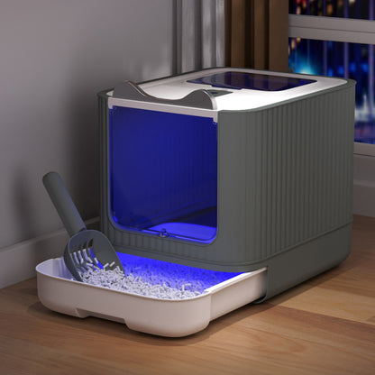 Large Foldable Cat Litter Box – Multi-Mode with UV Sterilization and Odour Control