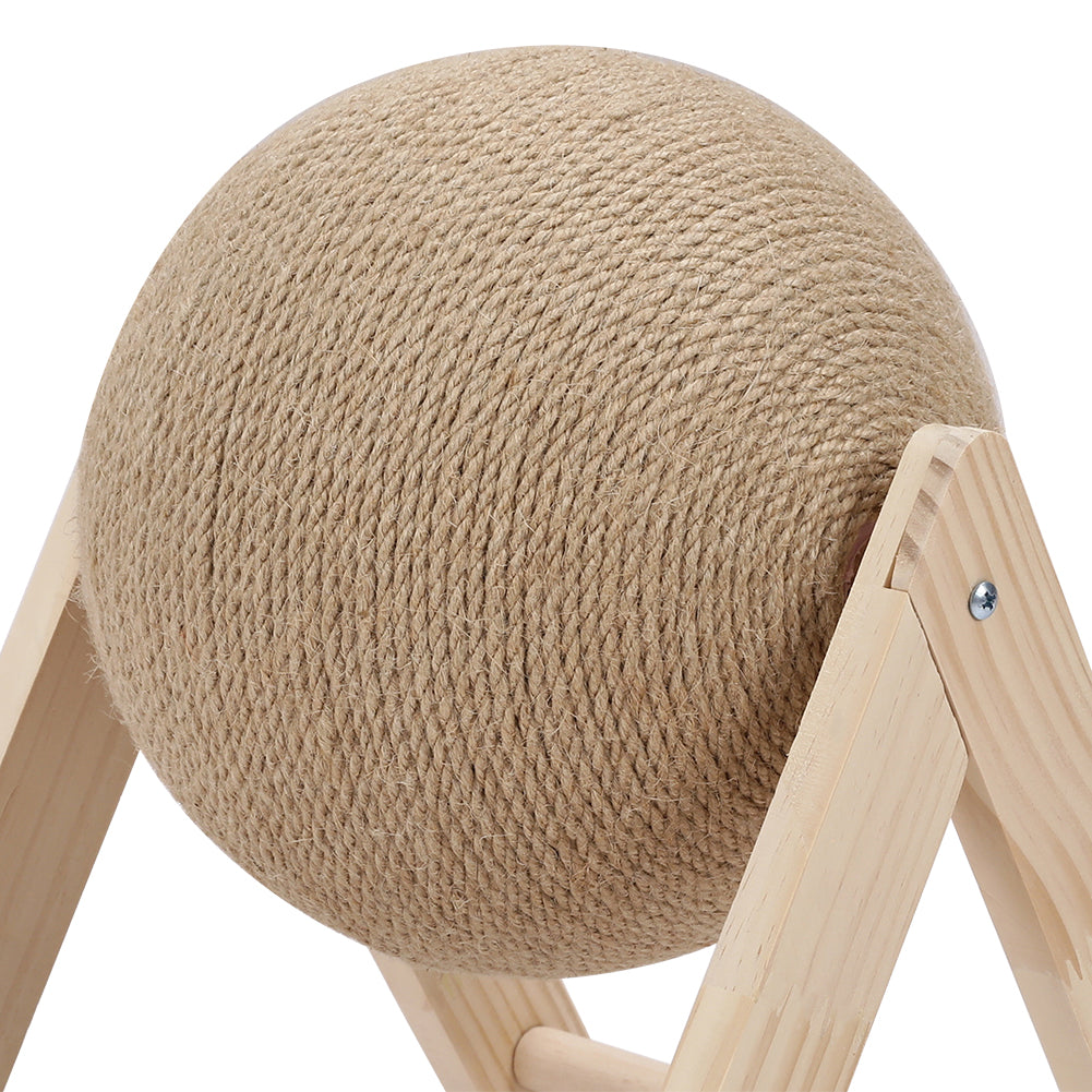 Wooden Cat Scratching Ball – Natural Sisal 360° Spinner Toy for Kittens & Cats