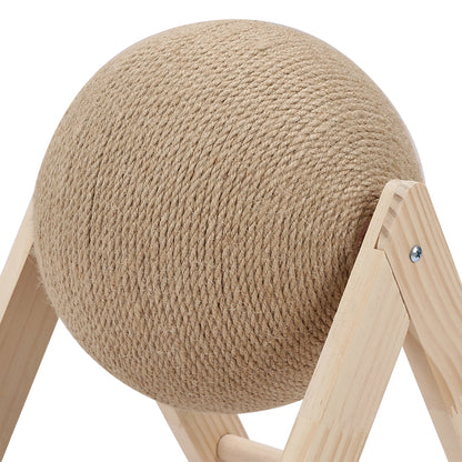Wooden Cat Scratching Ball – Natural Sisal 360° Spinner Toy for Kittens & Cats