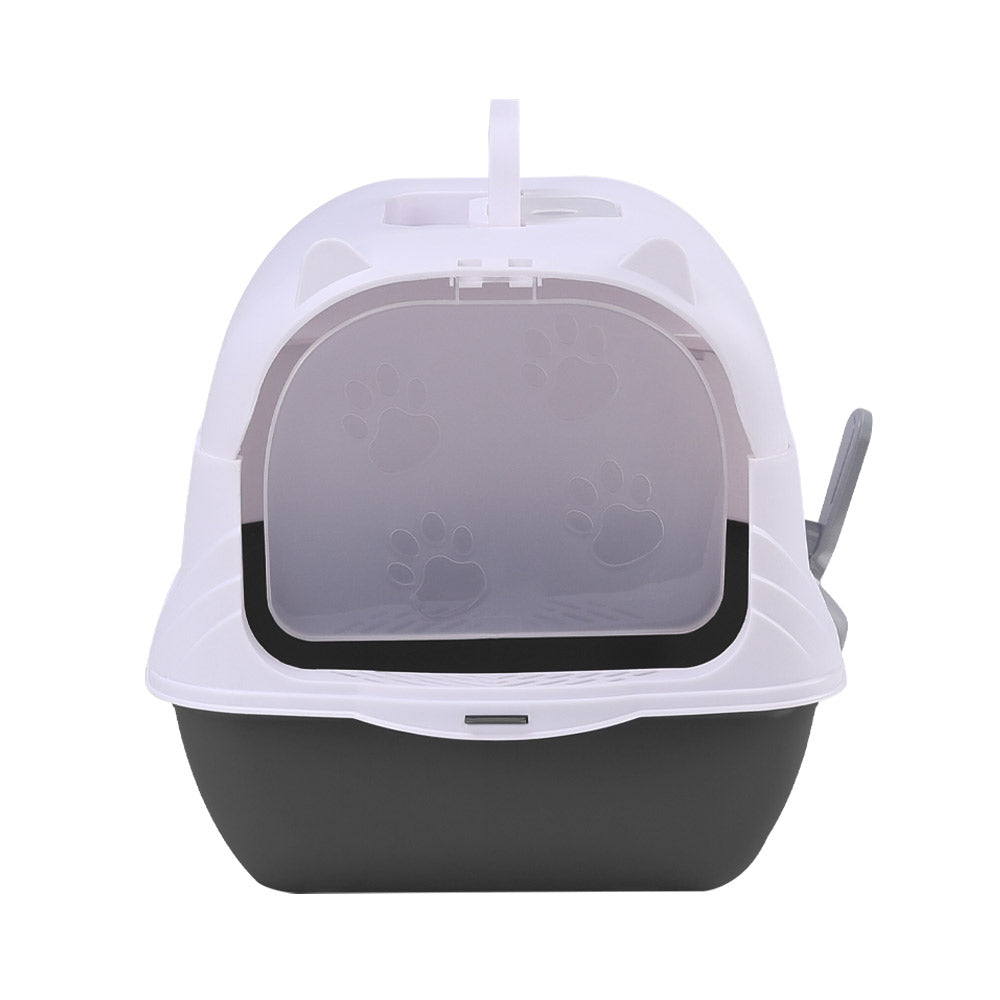 Detachable Cat Litter Box with Deodorising Compartment – Grey & White, Easy-to-Clean Design