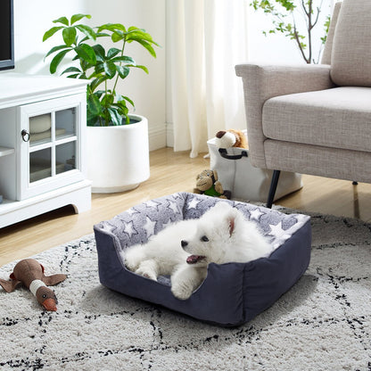 Soft Plush Non-Slip Washable Pet Sleeping Bed with Raised Sides