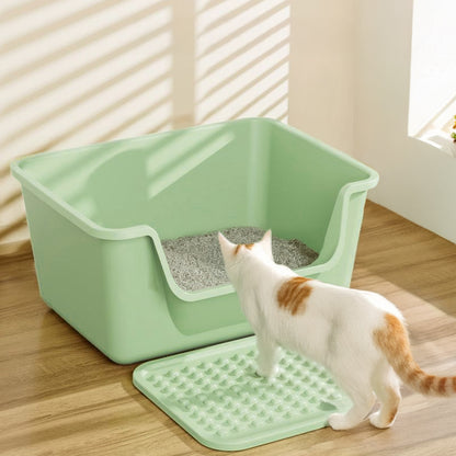 Large Anti-Splash Cat Litter Box with Mat and Scoop – Easy Access & Mess-Free Design