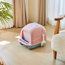 Durable Flip-Top Cat Litter Box with Odour Control & Scoop