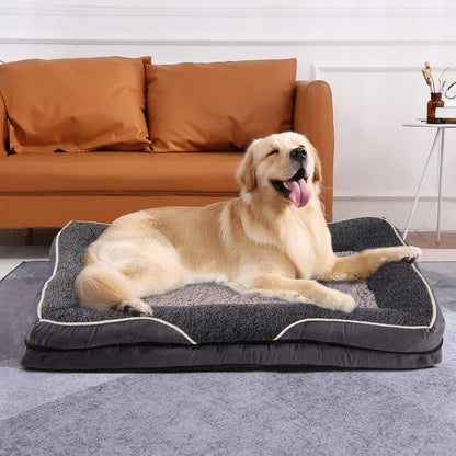 Dark Grey Anti-Slip Pet Bed with Plush Interior & Removable Cover