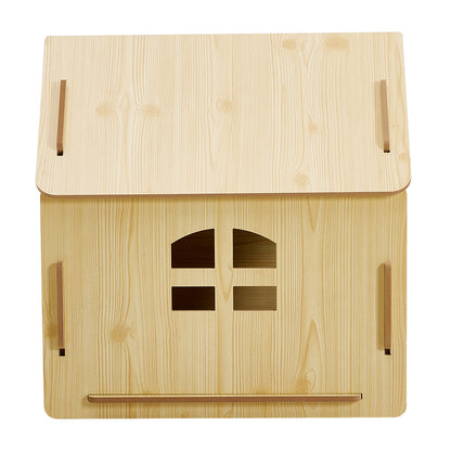 Wooden Pet House with Wire Door – Medium Size, Natural Finish