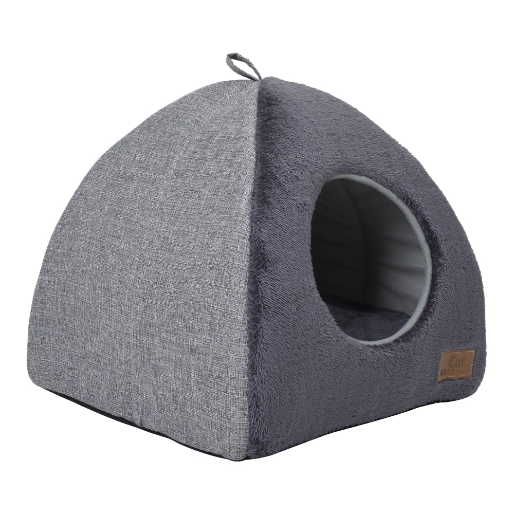 Plush Triangular Pet House – Cozy Enclosed Bed for Cats and Small Dogs