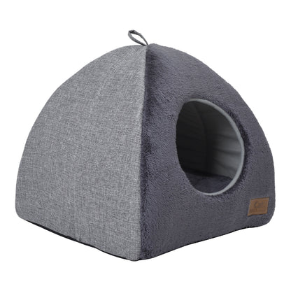 Plush Triangular Pet House – Cozy Enclosed Bed for Cats and Small Dogs