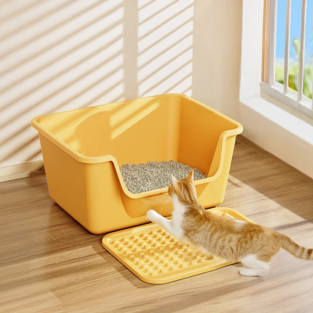 Large Anti-Splash Cat Litter Box with Mat and Scoop – Easy Access & Mess-Free Design