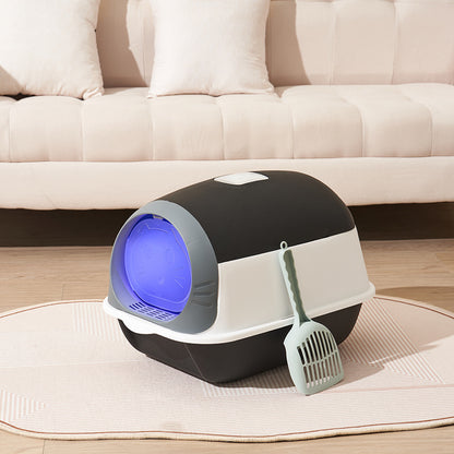 Detachable Cat Litter Box with Built-in UV Sterilizer Lamp and Two-Way Access