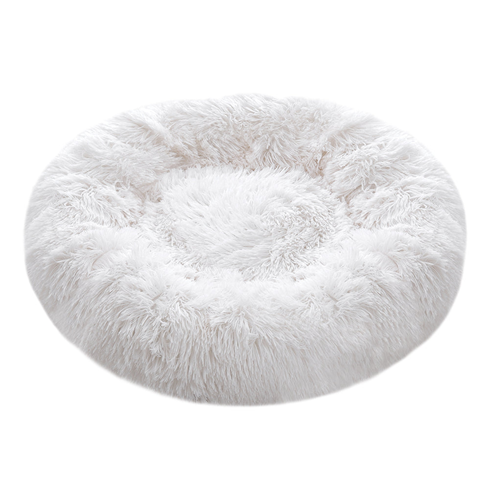 Plush Donut-Shaped Calming Dog Cuddler Bed with Raised Rim