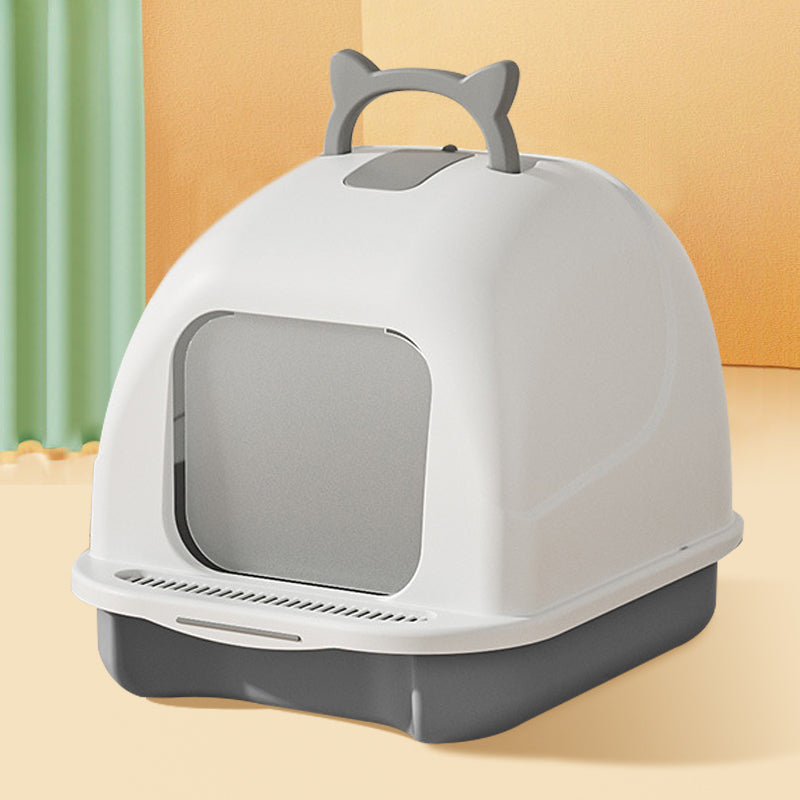 Durable Flip-Top Cat Litter Box with Odour Control & Scoop