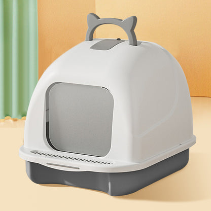 Durable Flip-Top Cat Litter Box with Odour Control & Scoop