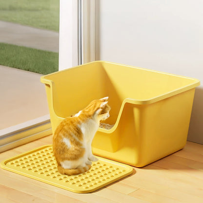 Large Anti-Splash Cat Litter Box with Mat and Scoop – Easy Access & Mess-Free Design
