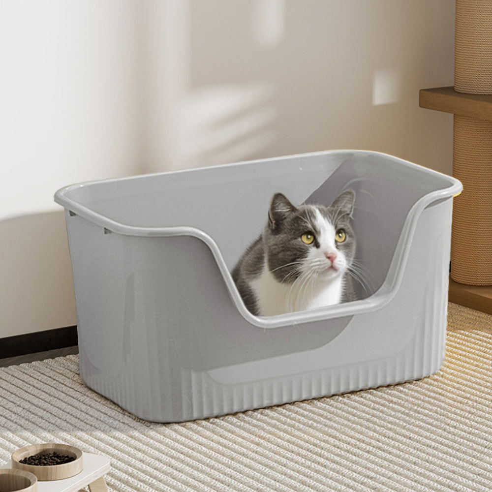 Open Top Cat Litter Box with Scoop – Easy Entry & Spill-Proof Design