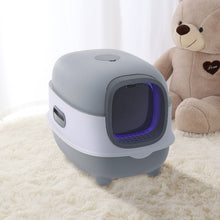 Large Hooded Cat Litter Box with Built-in UV Sterilization and Dual-Entry Design