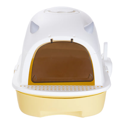 Fully Enclosed Cat Litter Box with Pull-Out Drawer and Deodorizer – Space-Saving, Odour-Reducing Design