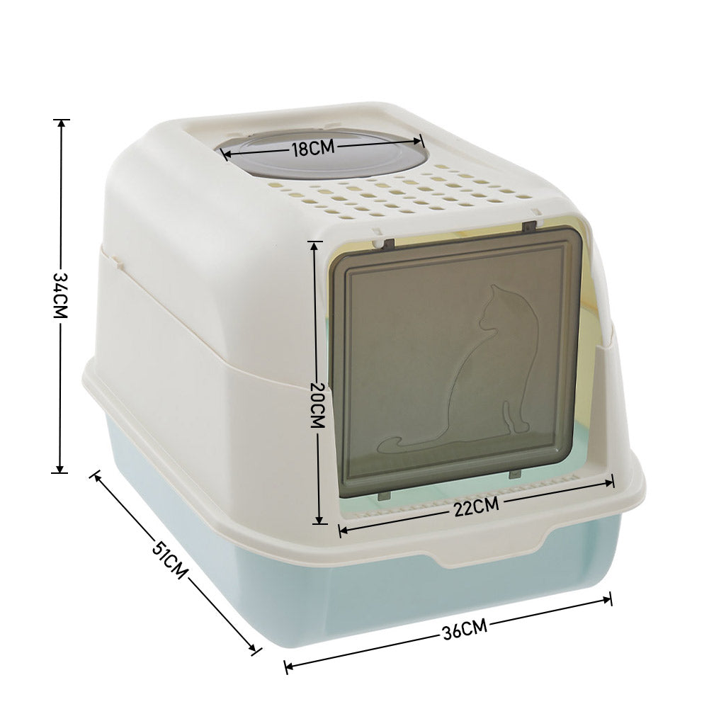 Large Hooded Cat Litter Box with Scoop – Top & Front Entry Design for Odour Control and Easy Cleaning